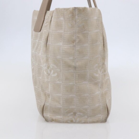 CHANEL New Travel Line Tote Bag Nylon Beige Gold CC Auth ti3466 - Picture 5 of 16